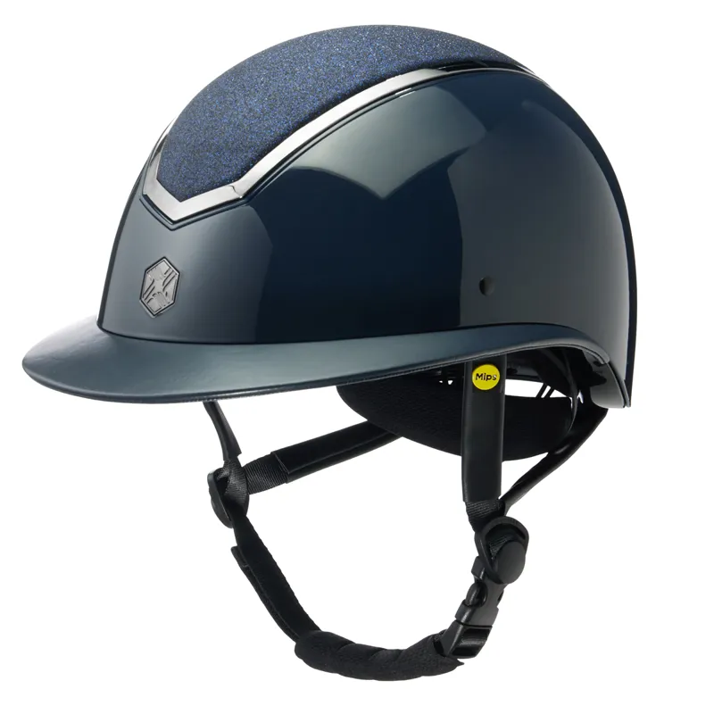 EQX by Charles Owen Kylo Sparkly Wide Peak Riding Hat with MIPS - Navy Gloss/Pewter